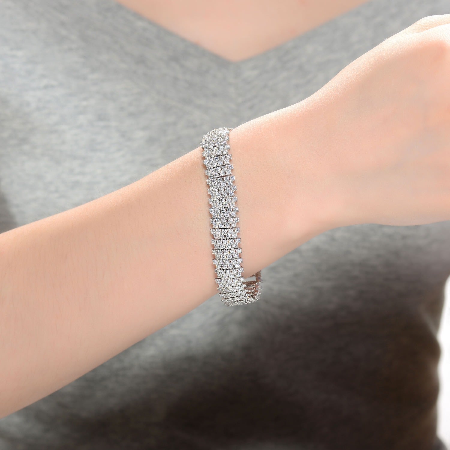 Rachel Glauber Elegant White Gold Plated Link Bracelet