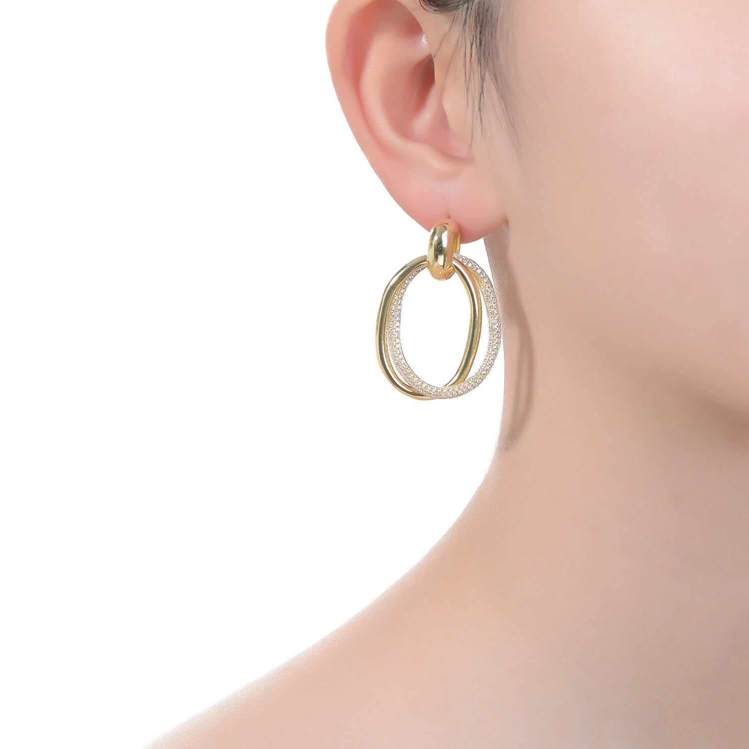 Rachel Glauber Gold Plated Cubic Zirconia Stud Earrings