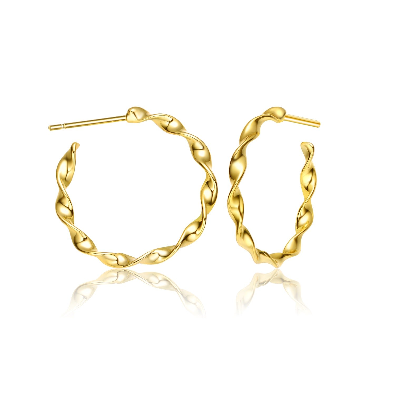 Rachel Glauber Gold Plated Curved Open Hoop Earrings