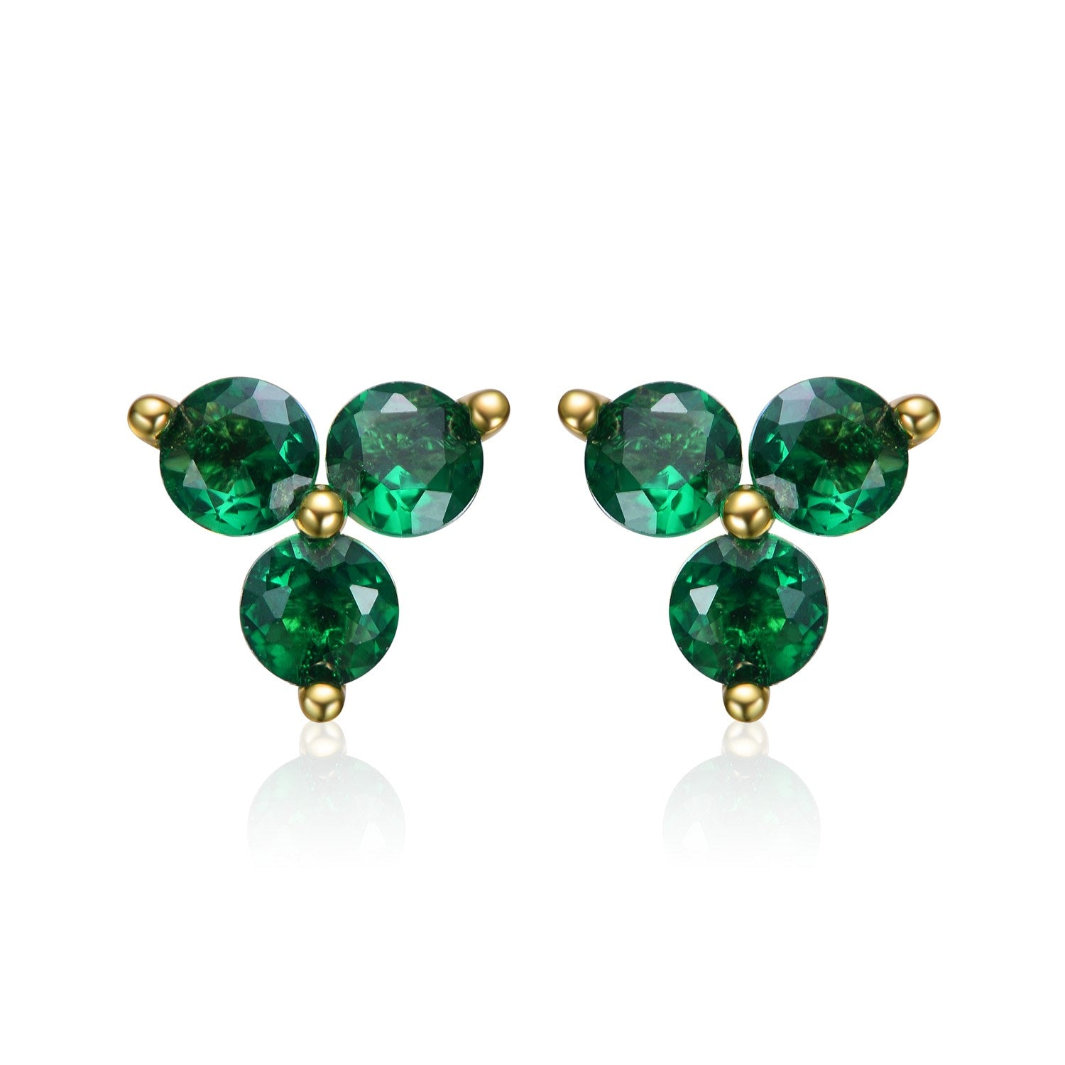 Rachel Glauber Gold Plated Nano Green Cubic Zirconia Stud Earrings