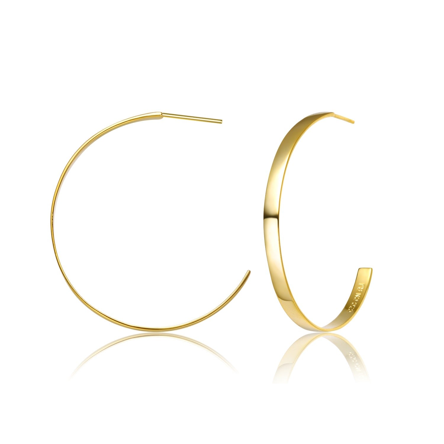 Gold Plated Sleek Open Hoop Earrings