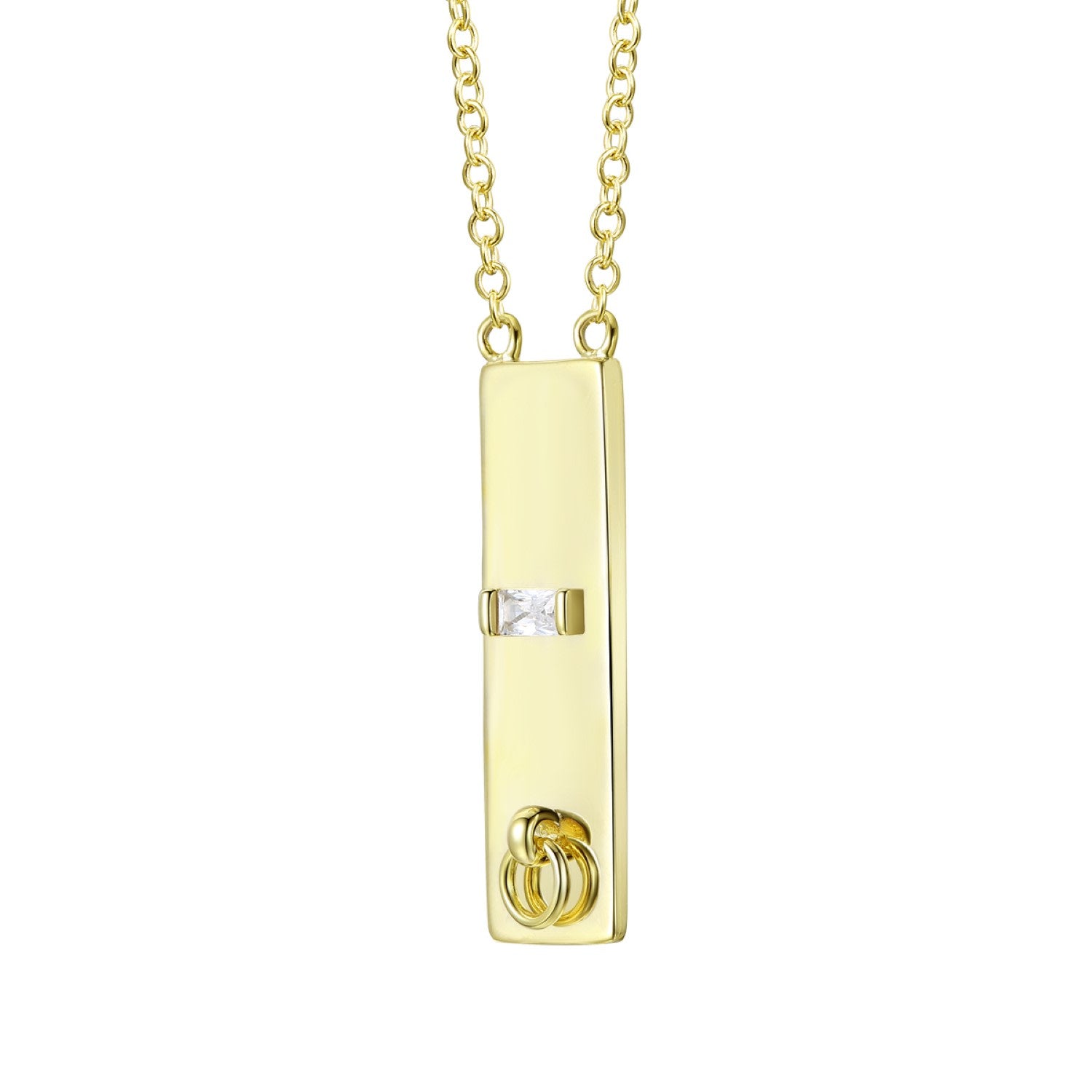 Rachel Glauber Gold Plated Radiant Cubic Zirconia Bar Necklace