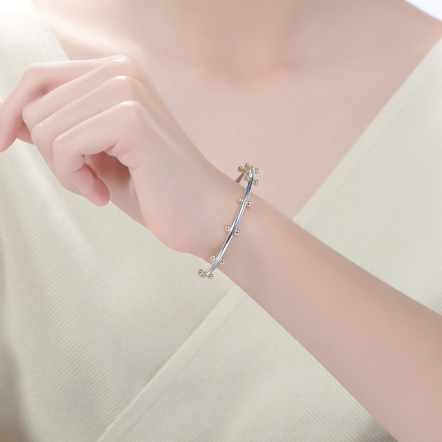 Rachel Glauber Gold Plated Two Tone Cuff Bracelet