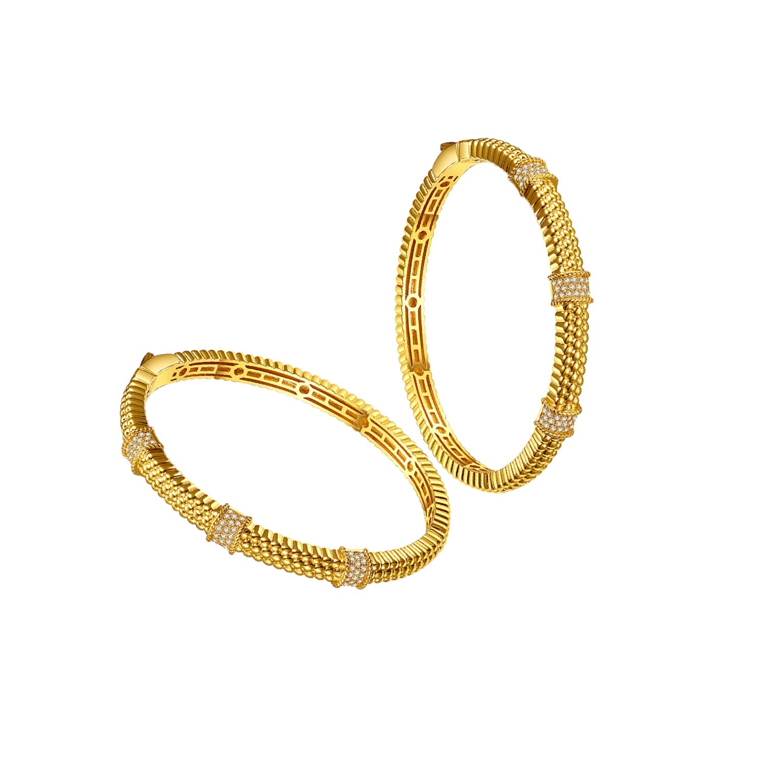 Rachel Glauber Gold Plated Cubic Zirconia Textured Bangle Bracelet
