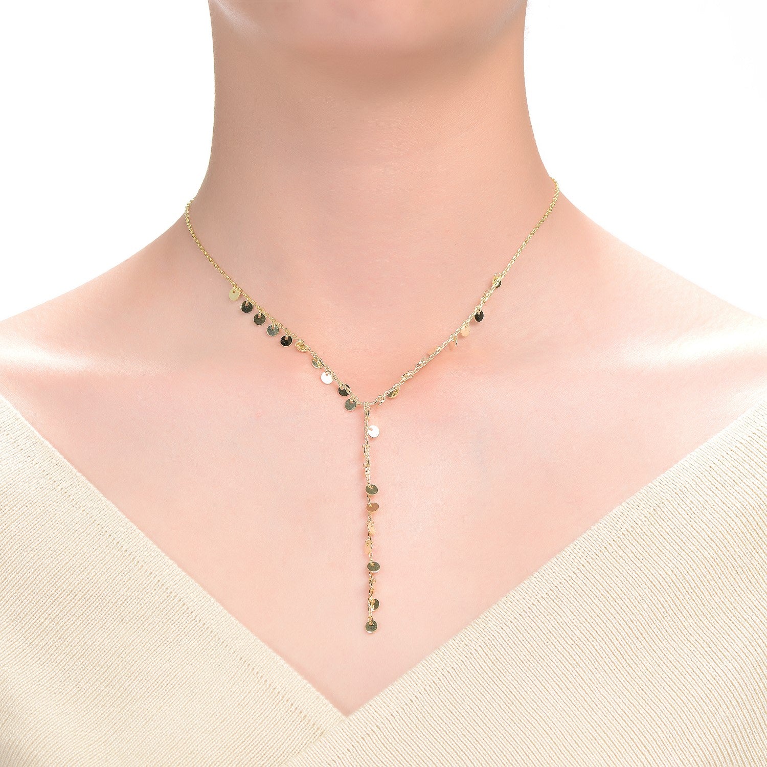 Rachel Glauber Gold Plated Y Neck Necklace