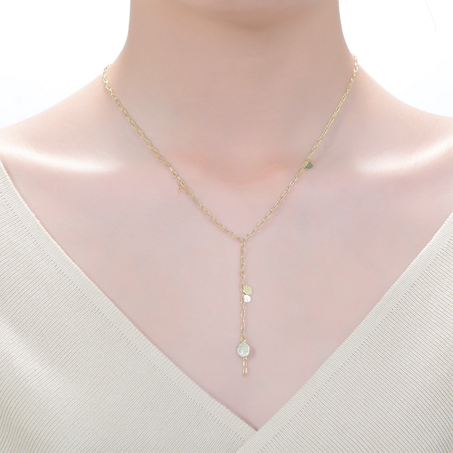 Rachel Glauber Gold Plated Y Paperclip Necklace
