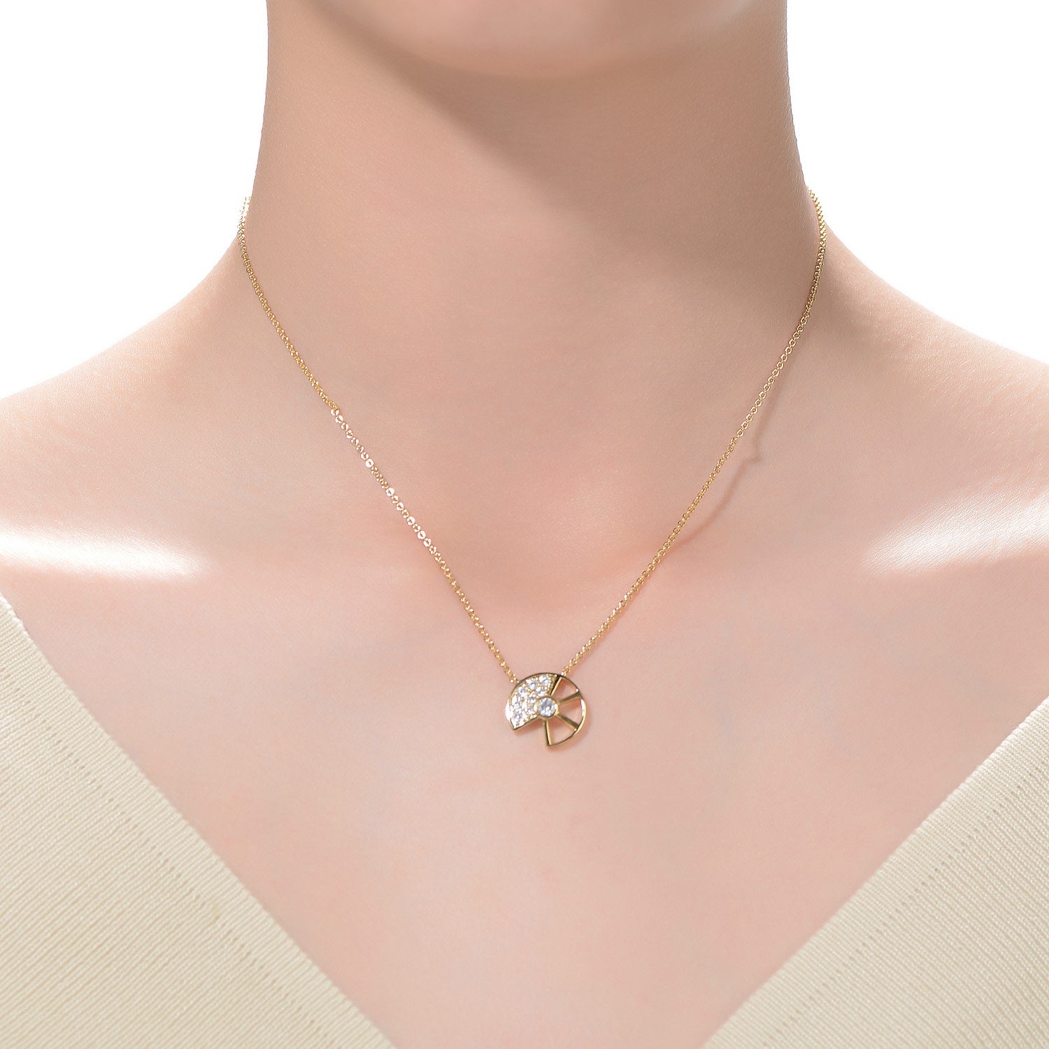 Rachel Glauber Kids Gold Plated Cubic Zirconia Round Snail Charm Necklace