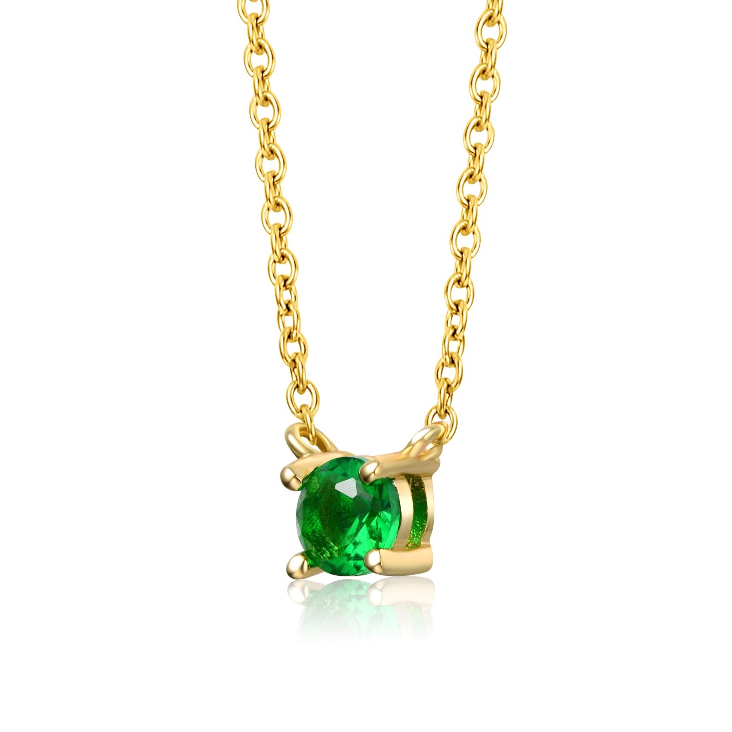 Rachel Glauber Kids Gold Plated Overlay Green Cubic Zirconia Stud Necklace