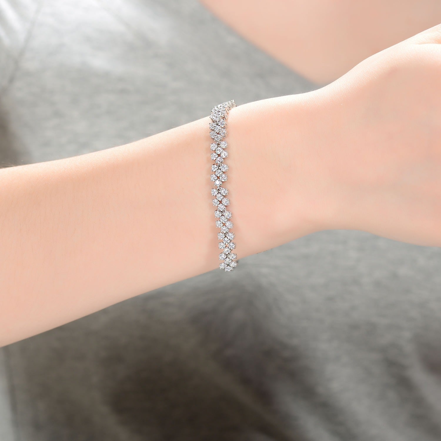 Rachel Glauber One Of A Kind Classy Three Row Cubic Zirconia Tennis Bracelet