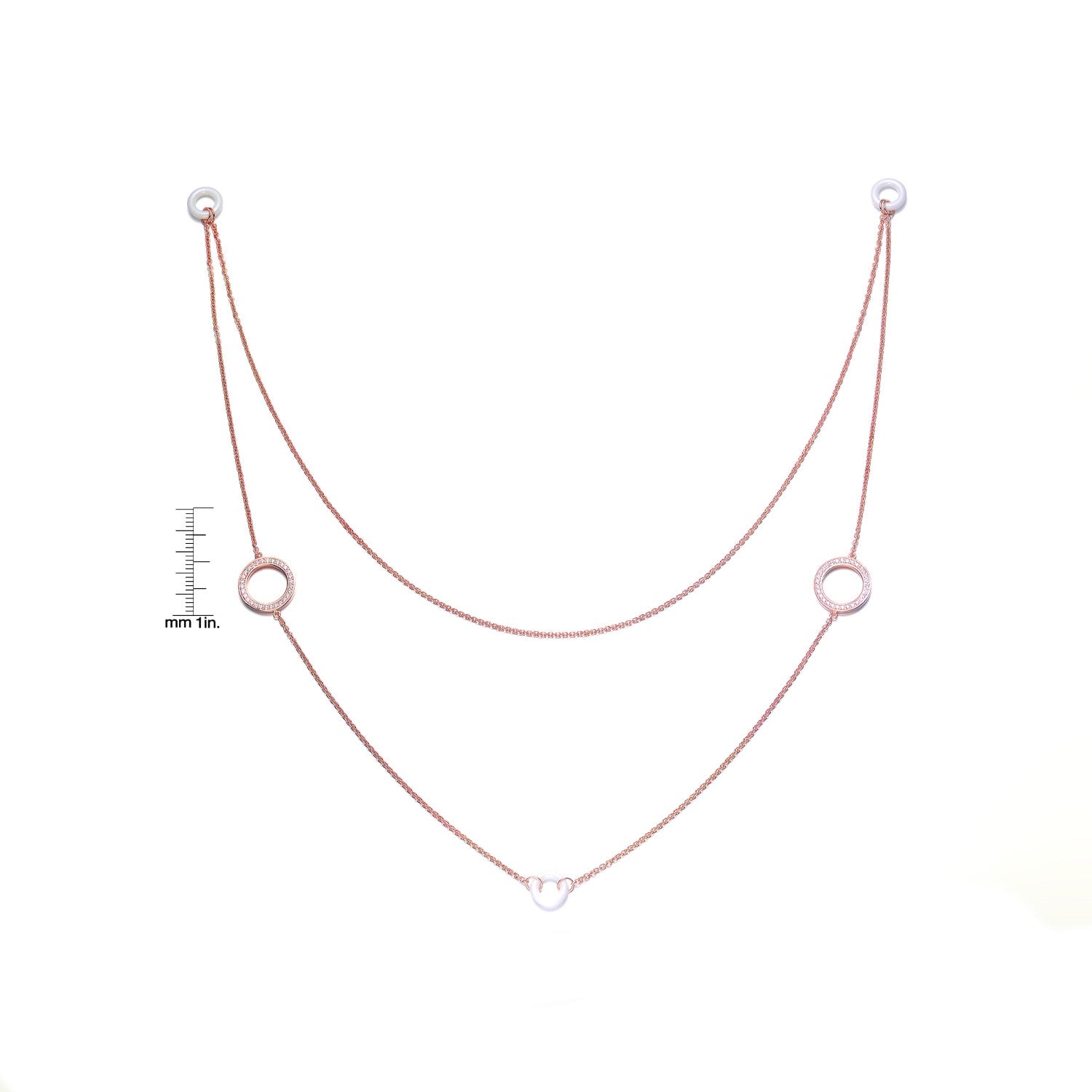 Rachel Glauber White Ceramicdouble Ovel Cz Necklace