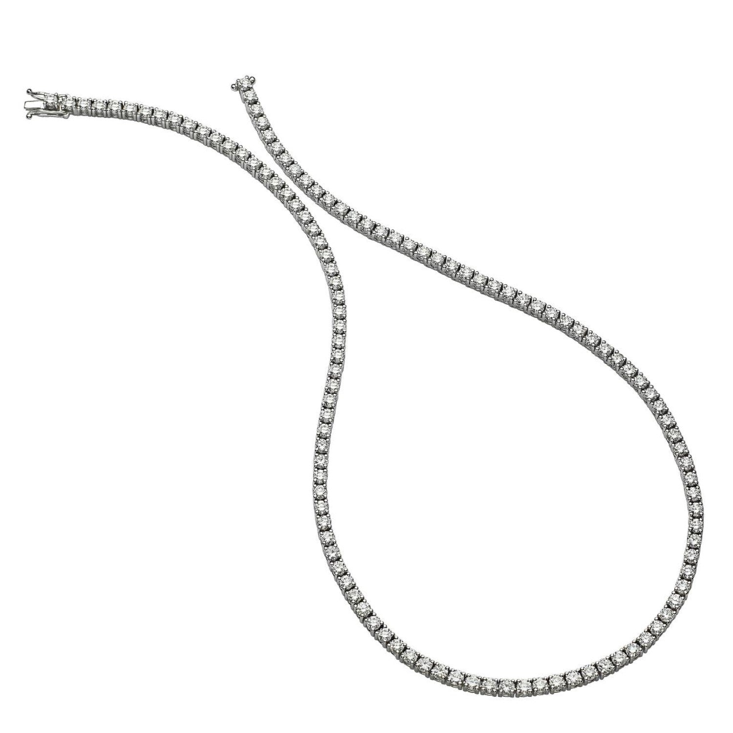 Rachel Glauber White Gold Plated Clear Round Cubic Zirconia Tennis Necklace
