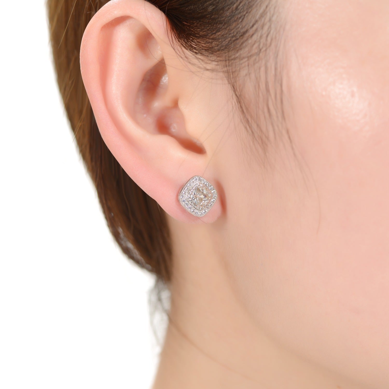 Rachel Glauber White Gold Plated Cubic Zirconia Stud Earrings