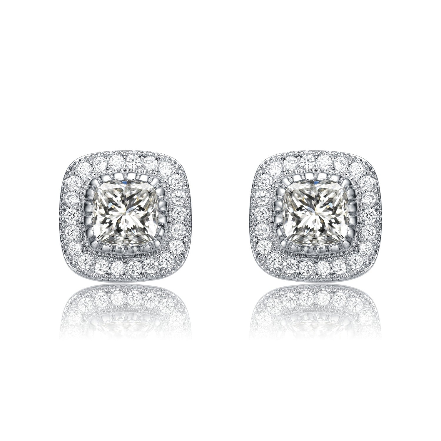 Rachel Glauber White Gold Plated Cubic Zirconia Stud Earrings