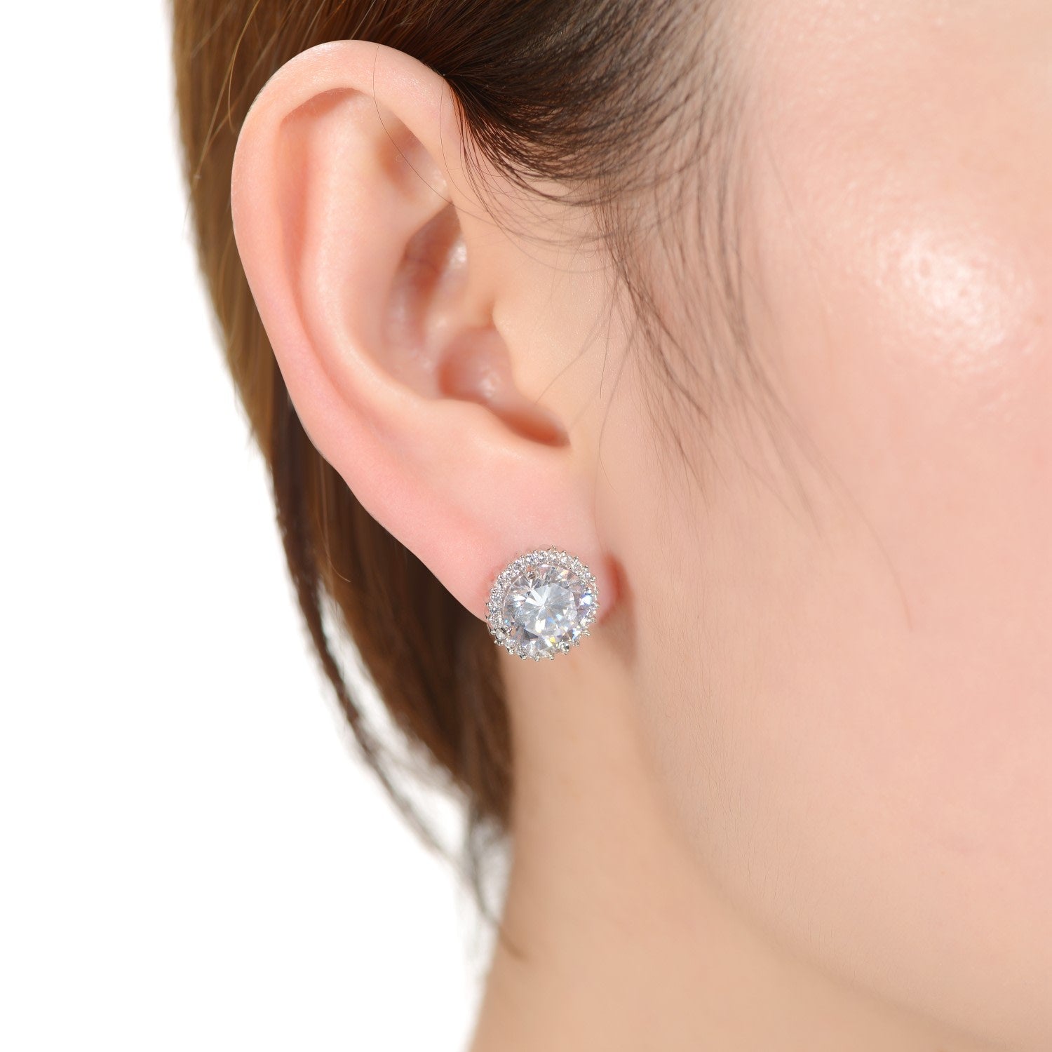 Rachel Glauber White Gold Plated Stud Earring