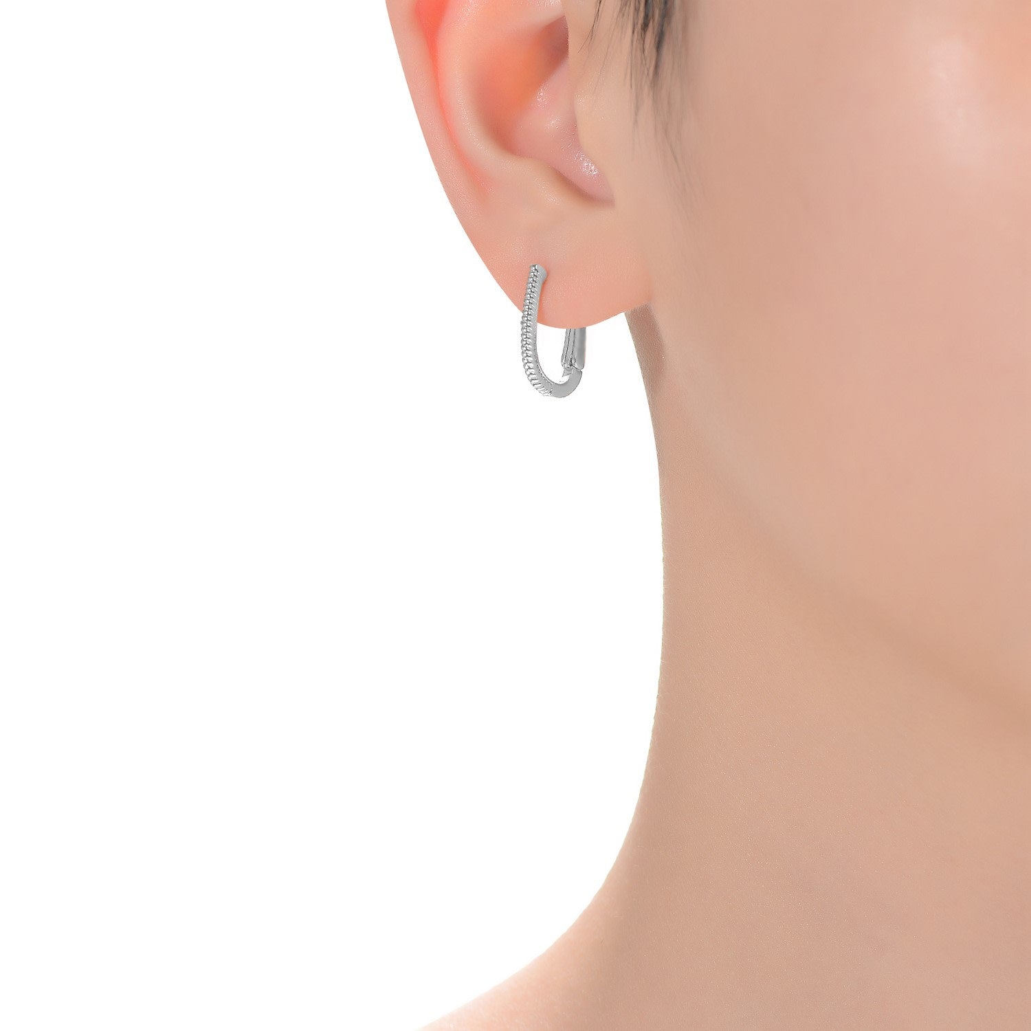 Rachel Glauber White Gold Plated U Small Hoop Earrings