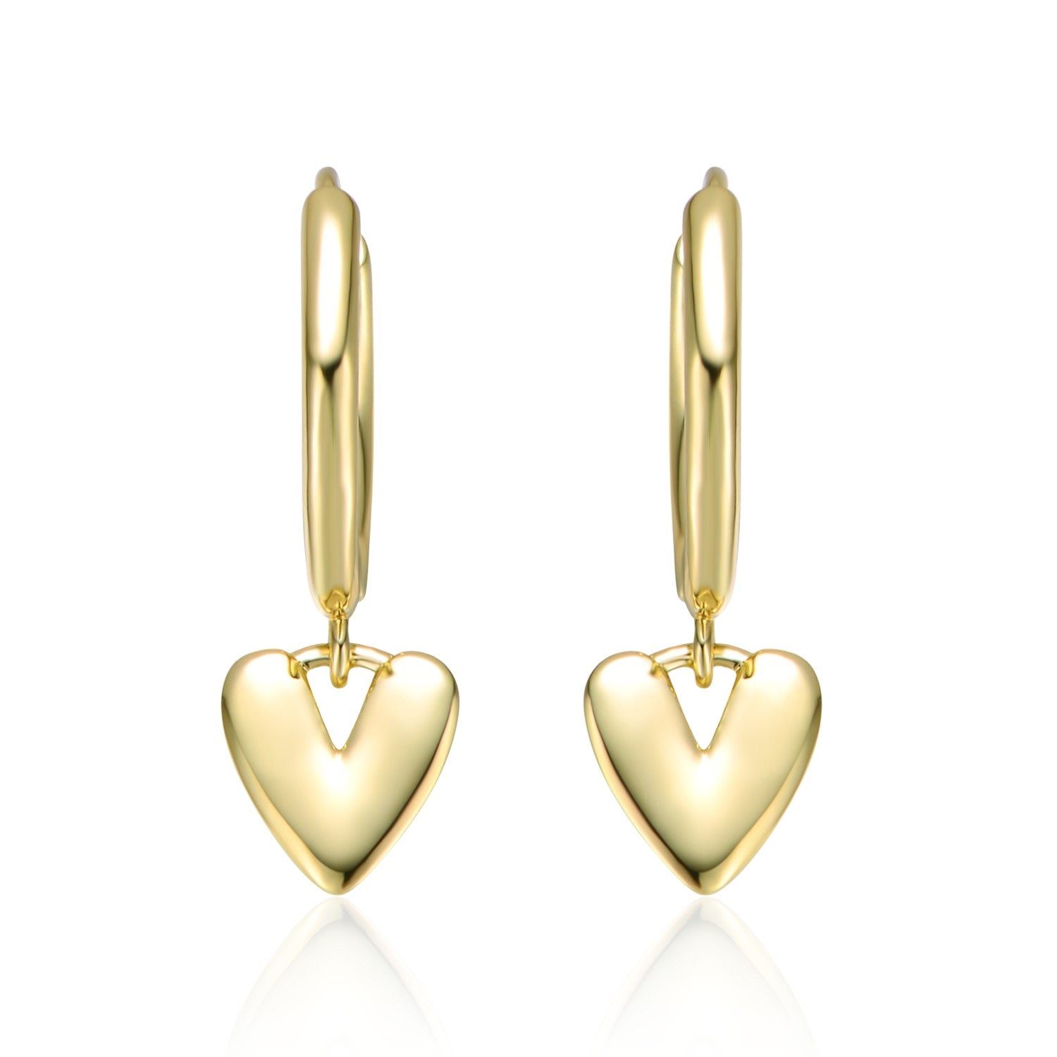 Yellow Gold Plated Heart Dangling Earrings