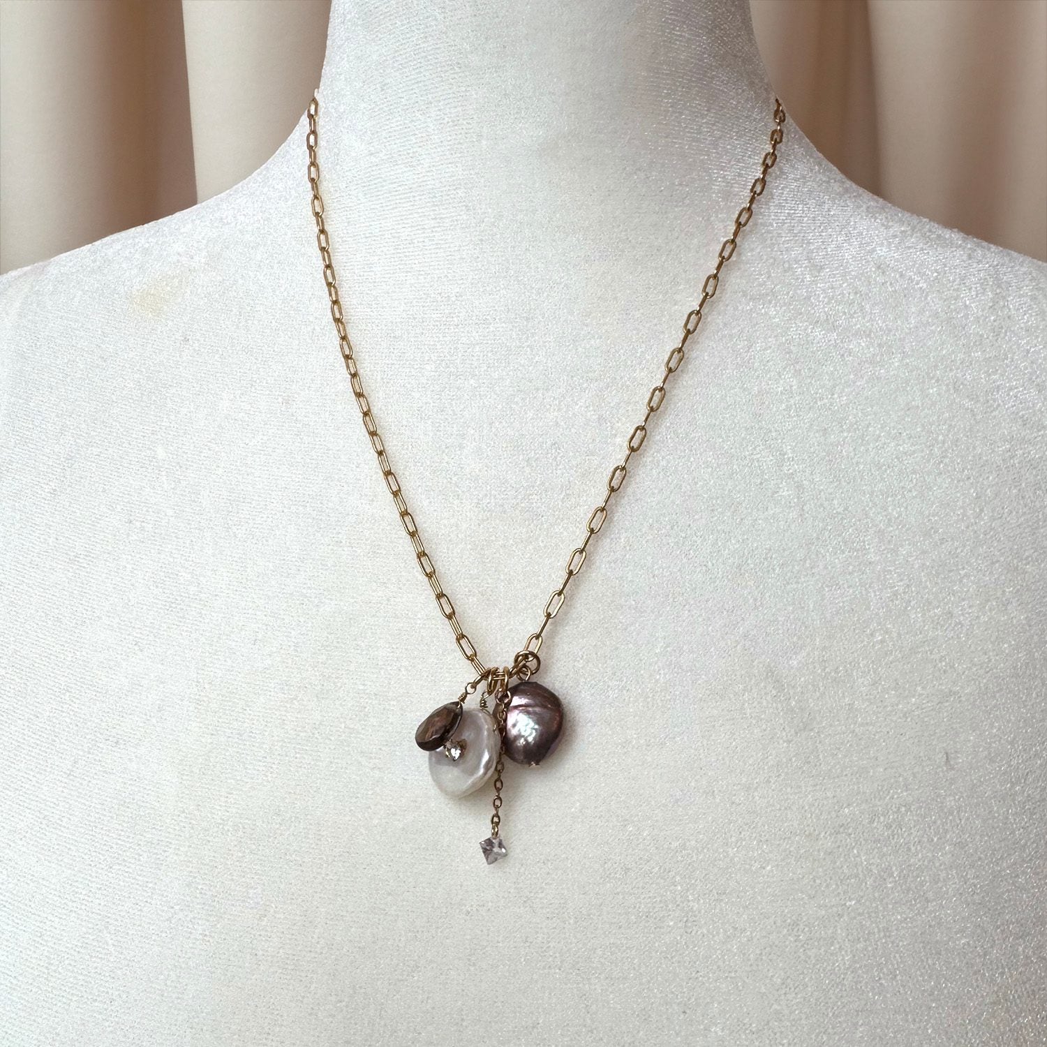 Radiance Charm Coin Pearl Necklace