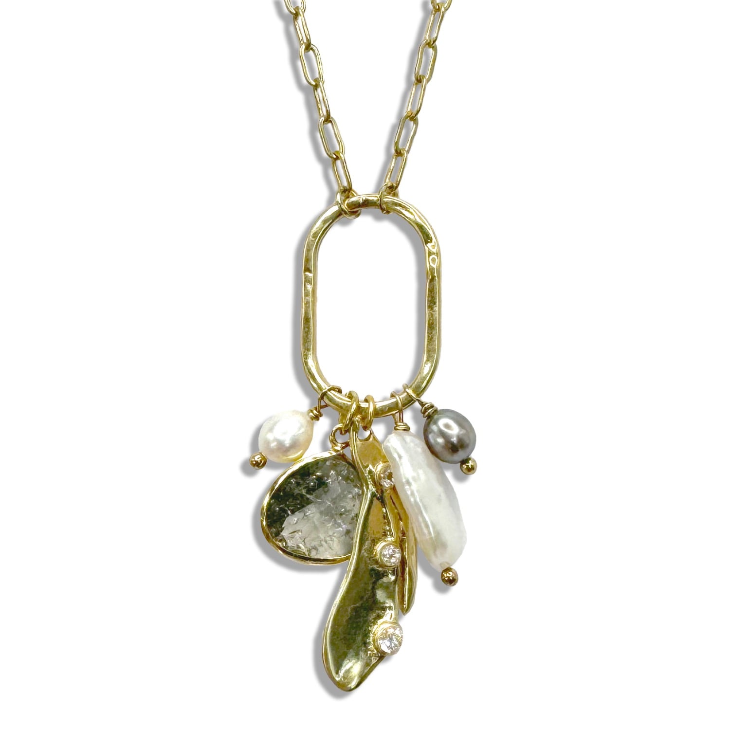 Radiance Charm Natural Biwa Pearl Smoky Quartz Necklace