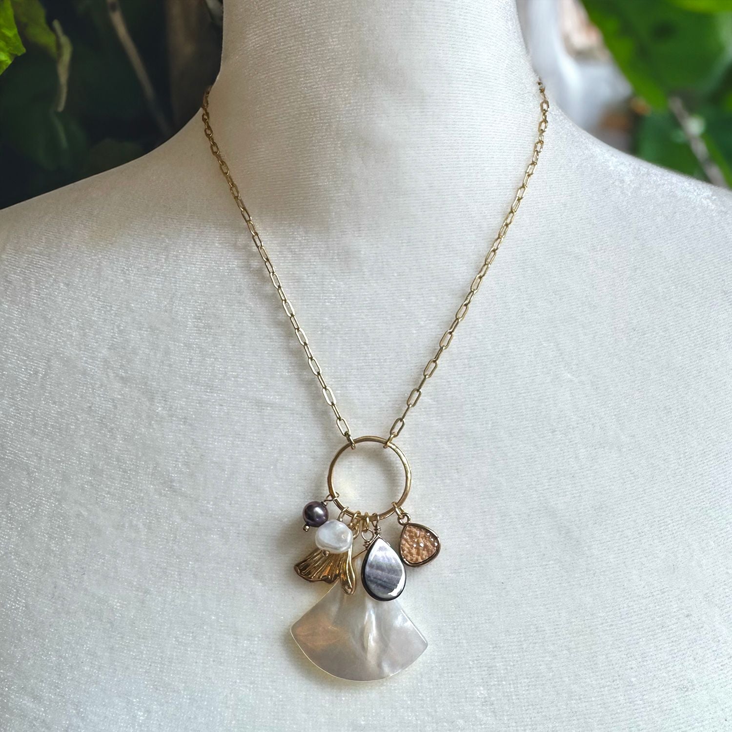 Radiance Charm Necklace – Natural Shell & Mermaid Tail
