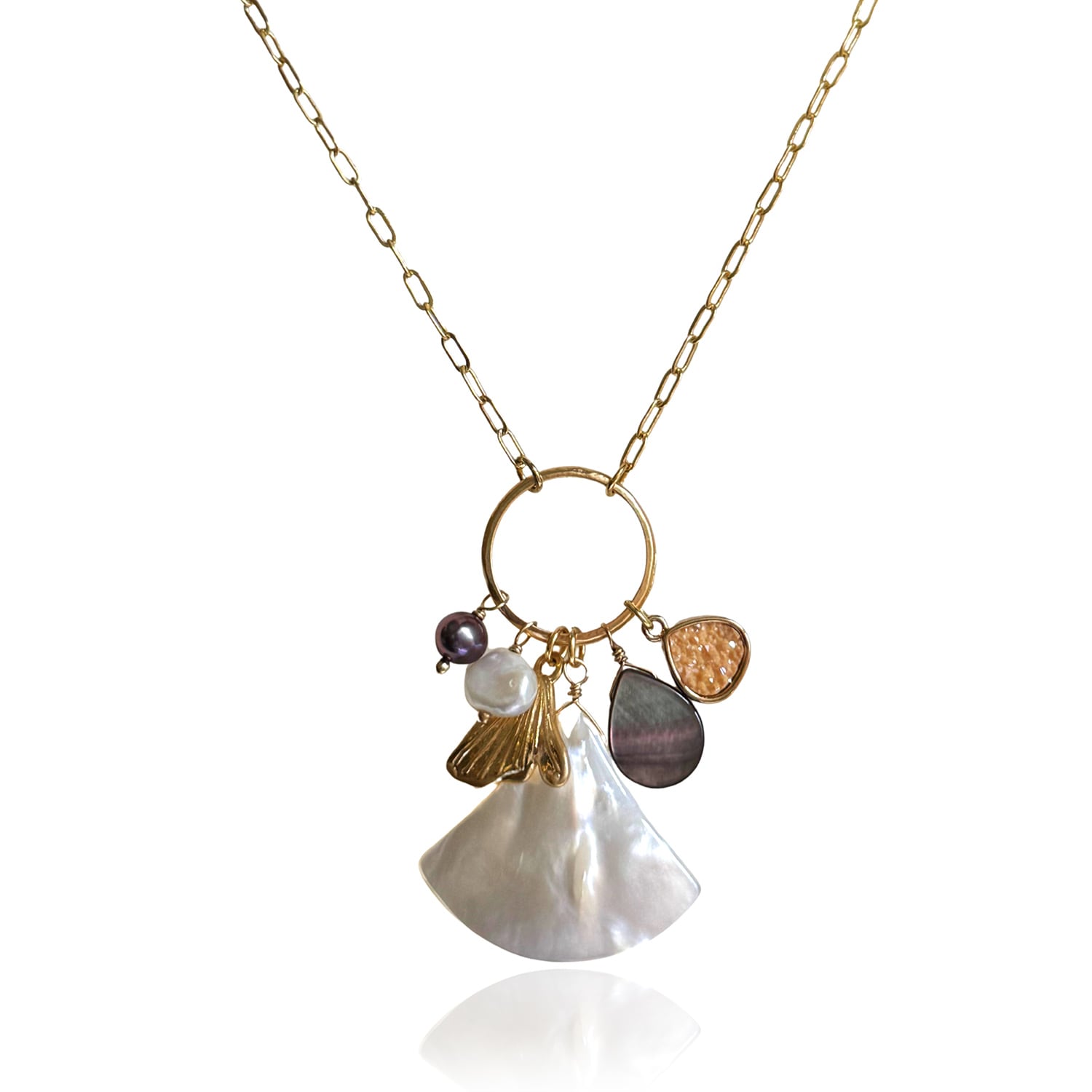 Radiance Charm Necklace – Natural Shell & Mermaid Tail