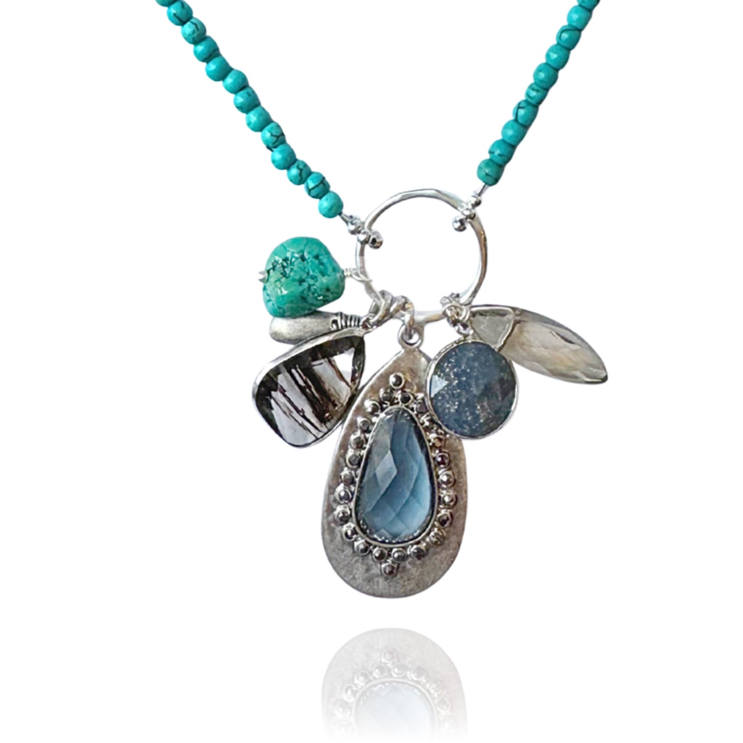 Radiance Charm Turquoise & Coastal Blue Teardrop Necklace