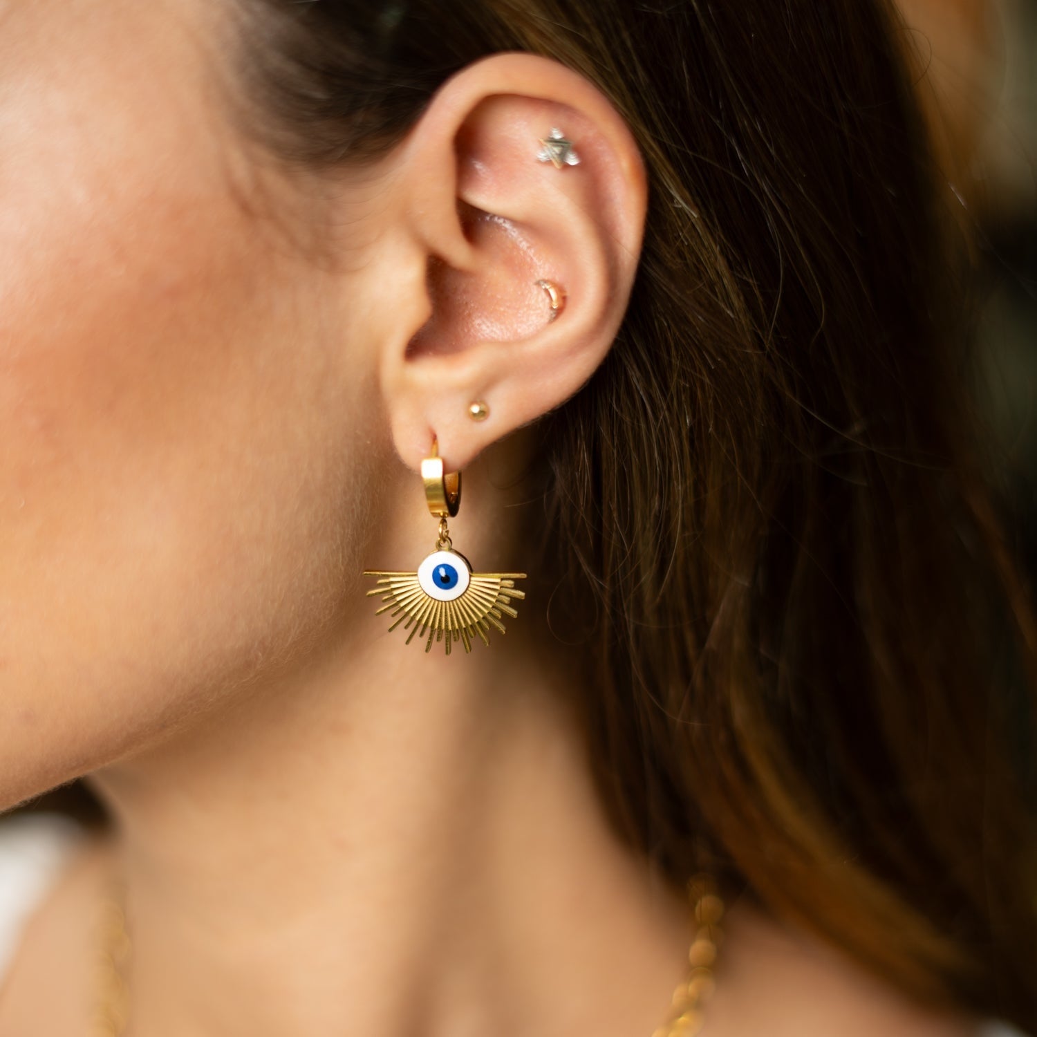 Radiant Evil Eye Gold Earrings - Gold