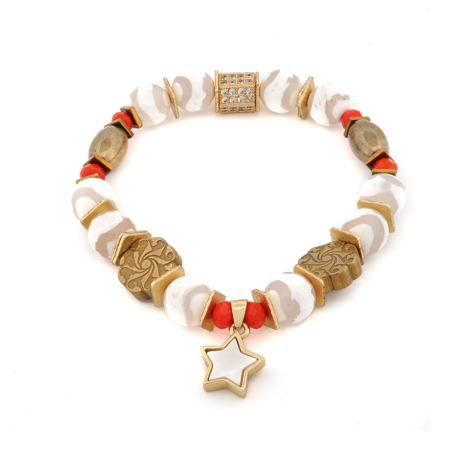 Radiant Harmony Star Beaded Bracelet - White