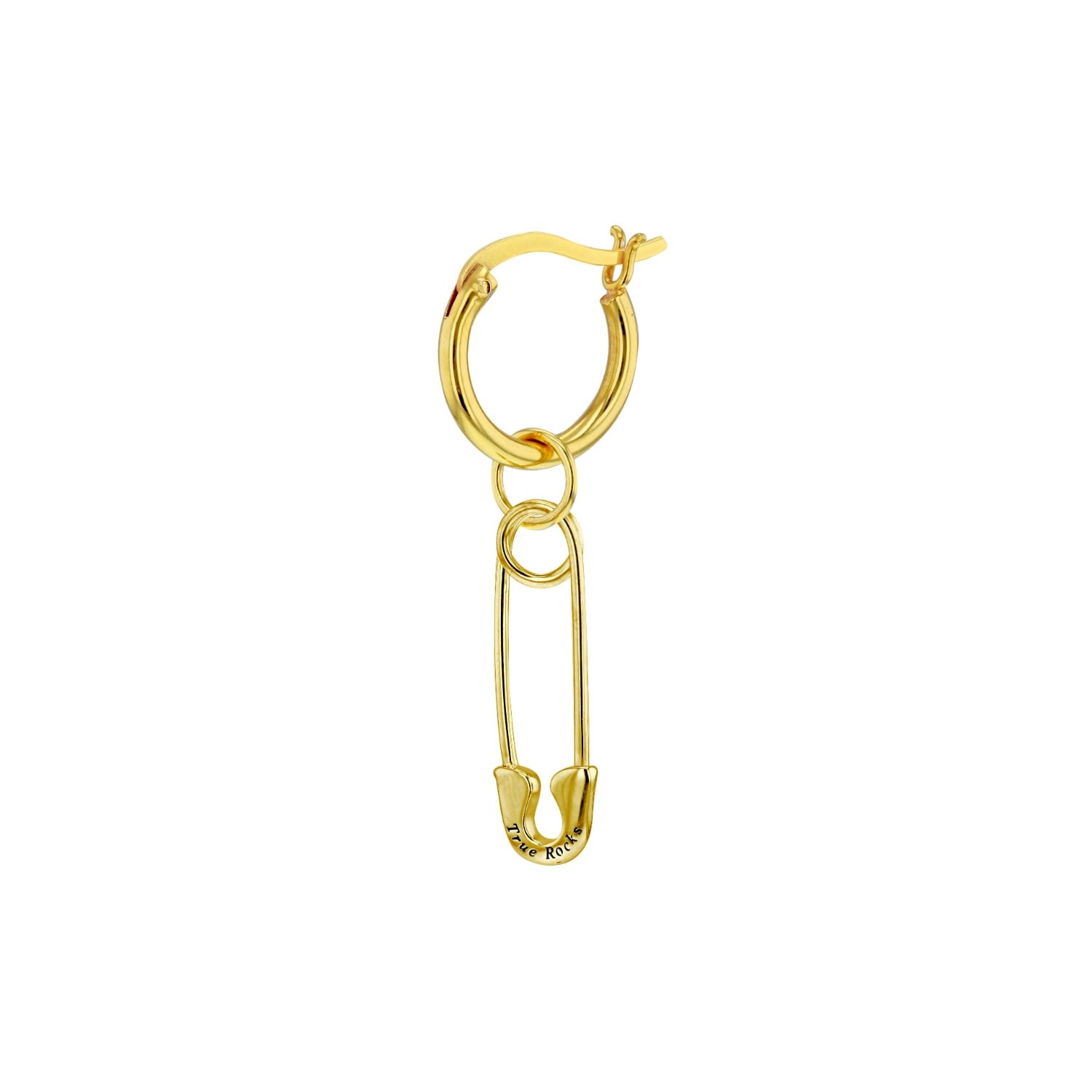 18Kt Gold Plated Safety Pin On Gold Plated Hoop Earring