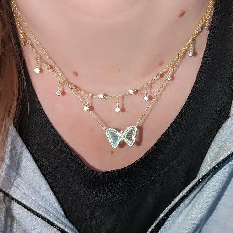 Rain Drop Choker Necklace With Crystals