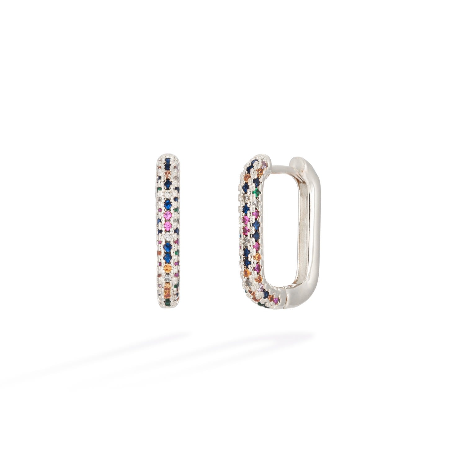 Rainbow Mini Hoops Silver
