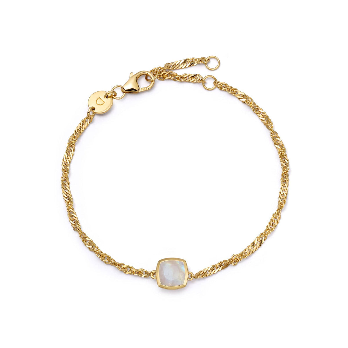Moonstone June Birthstone Charm Bracelet 18ct Gold Plate