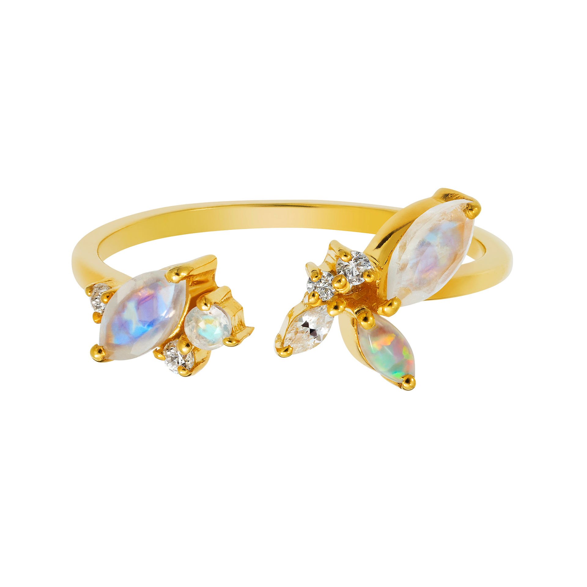 Rainbow Moonstone, Opal & Diamond Picasso's Butterfly Ring