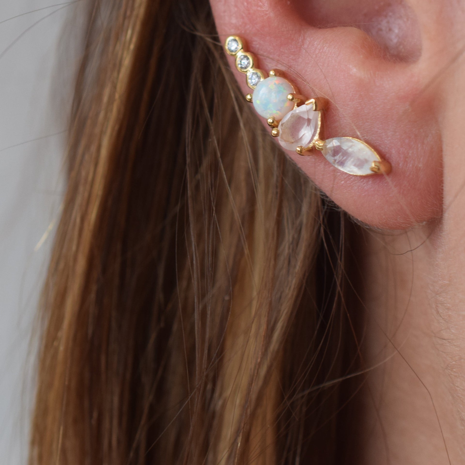 Rainbow Moonstone & Opal Wing Climbers