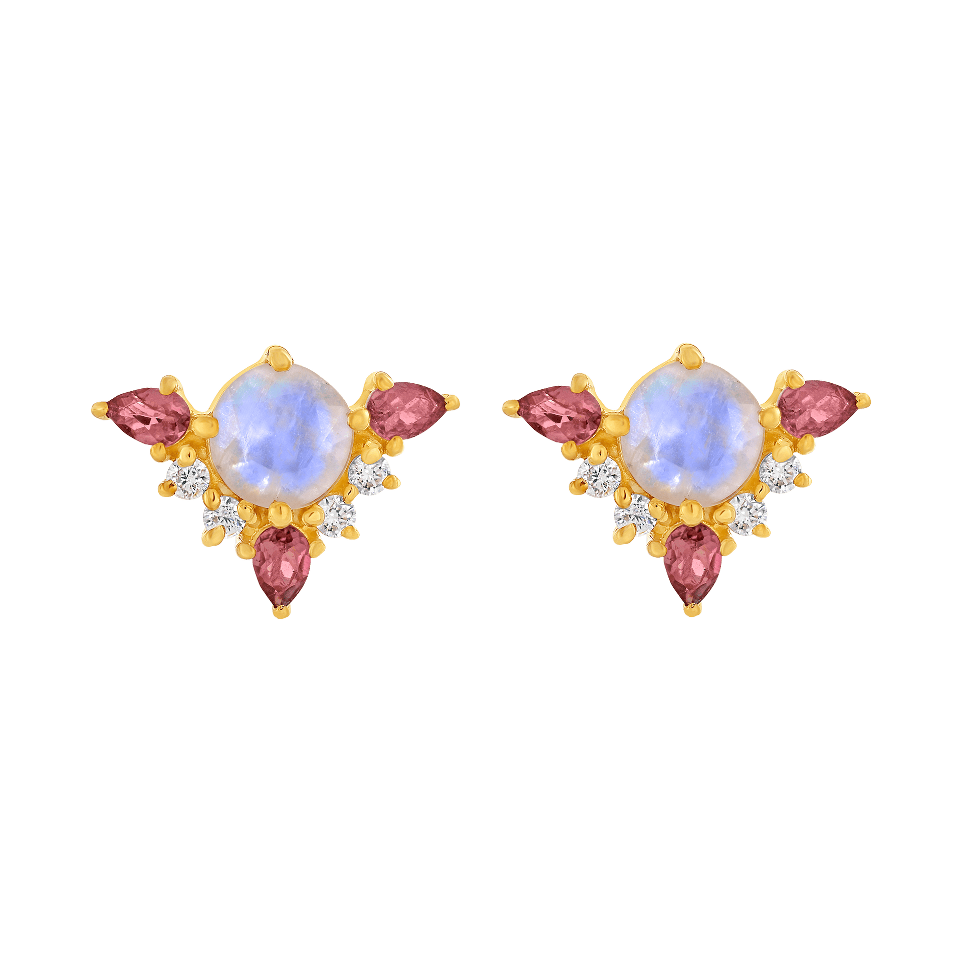 Rainbow Moonstone & Pink Topaz Unicorn Dream Studs