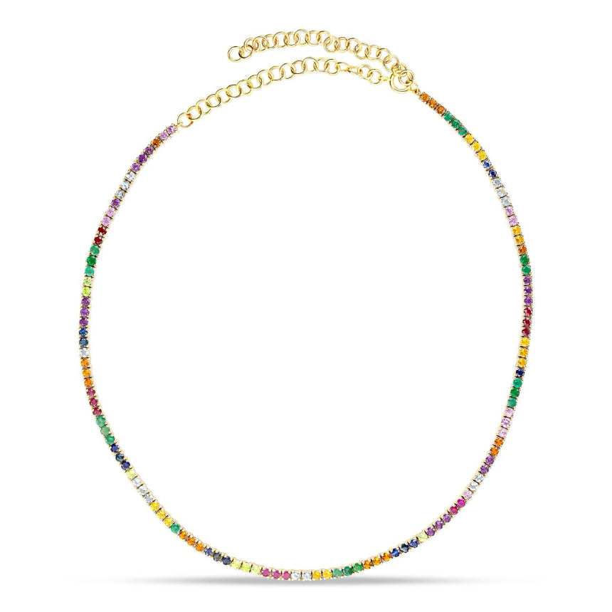 Rainbow Sapphire Tennis Necklace