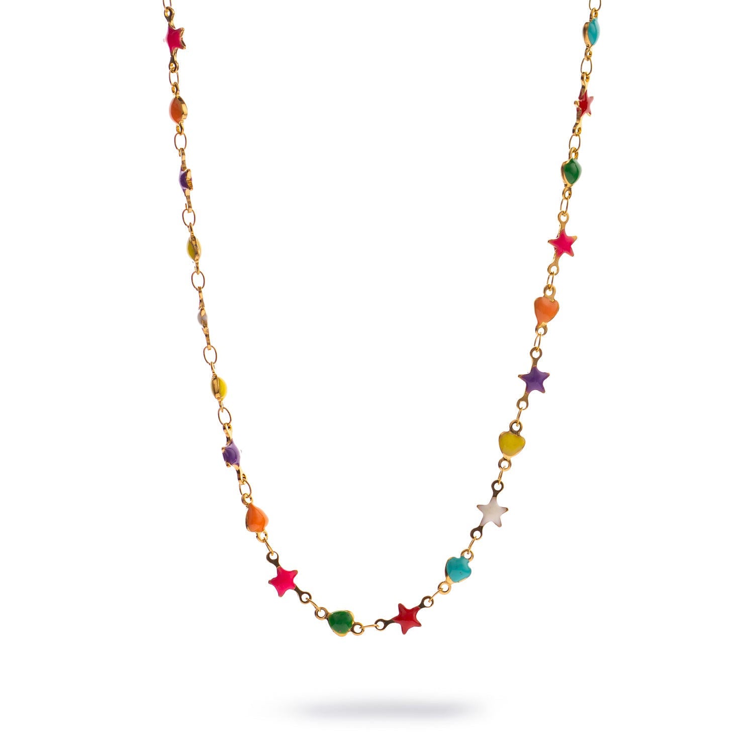 Rainbow Stars & Hearts Choker Necklace - Multicolor