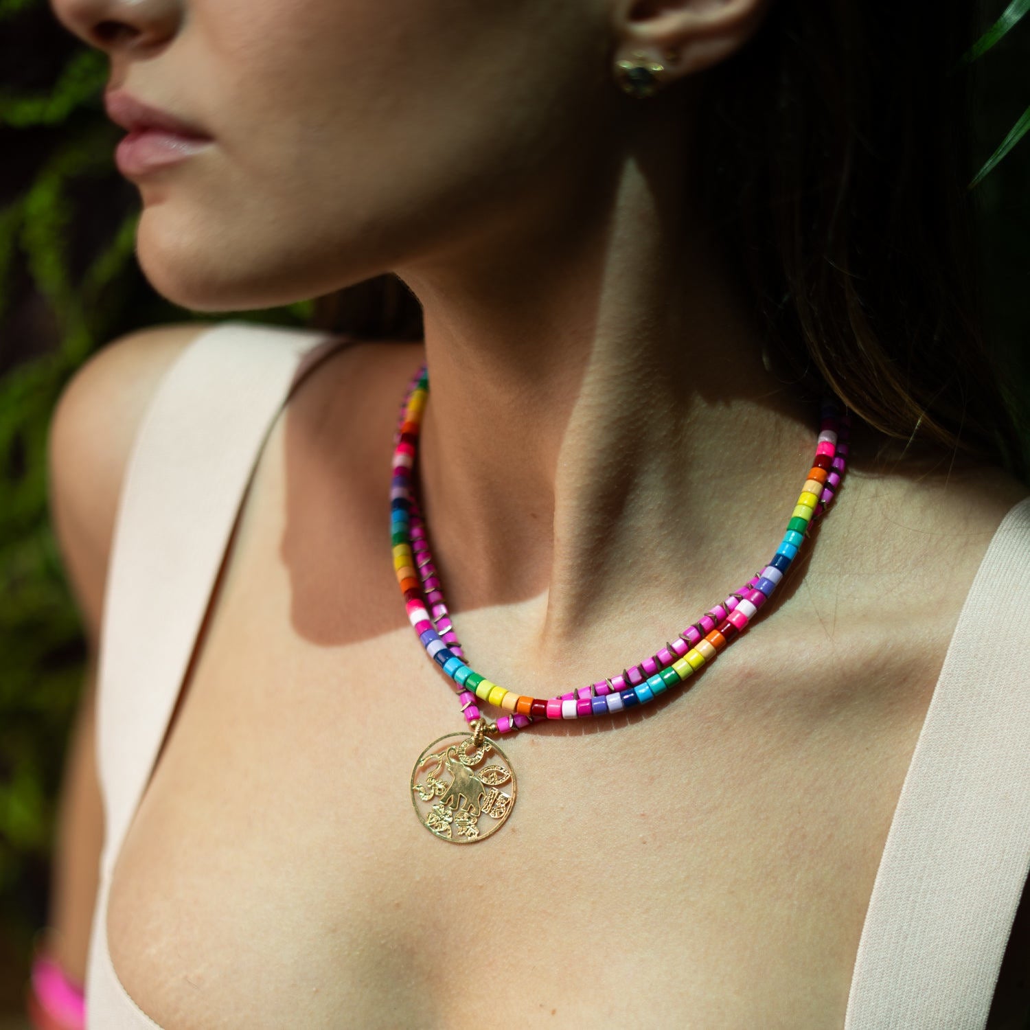 Rainbow Vibes Ceramic Bead Necklace - Multicolor