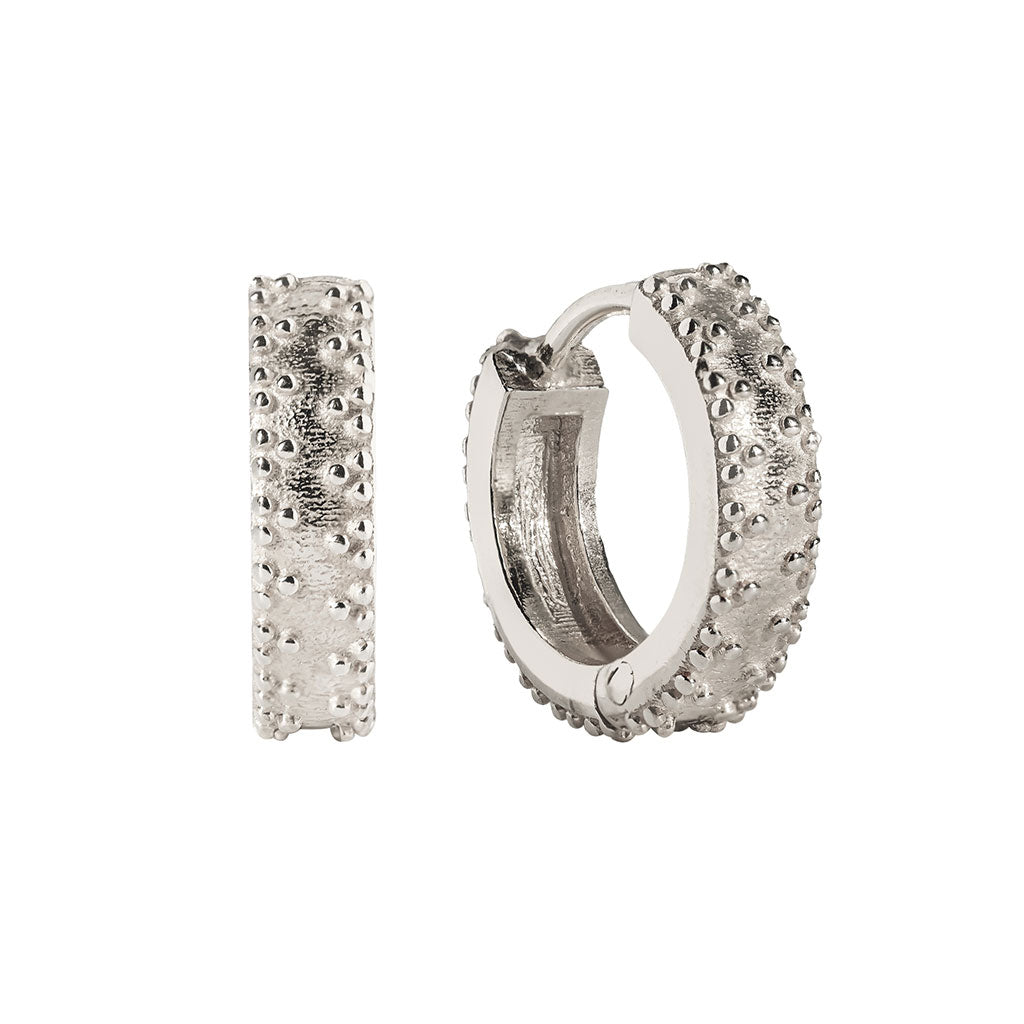 Rania Silver Huggie Hoop Earrings