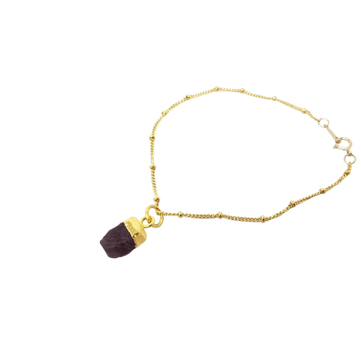 Raw Garnet January Birthstone Gold Plated Bracelet