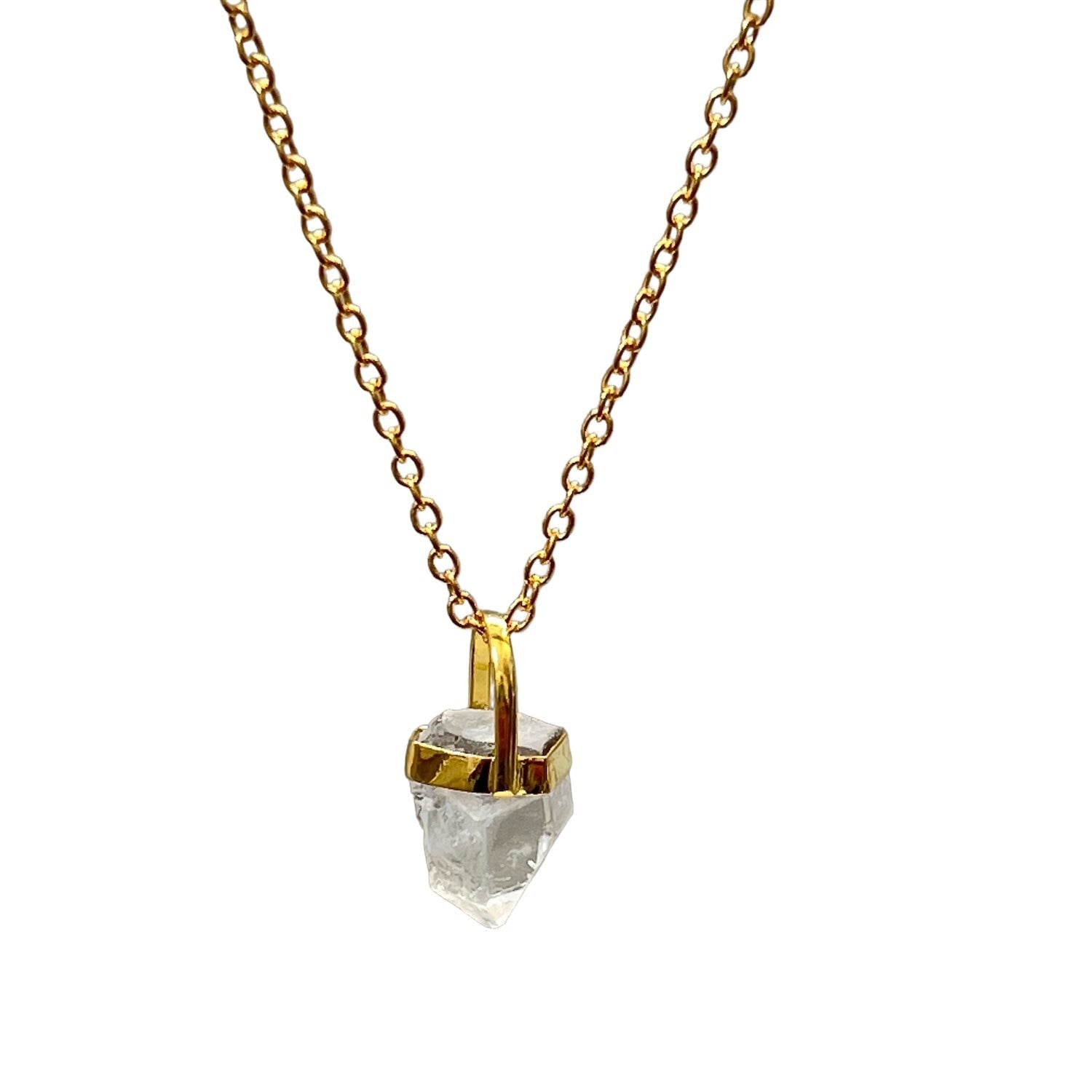 Raw Short Rock Crystal On Simple Chain
