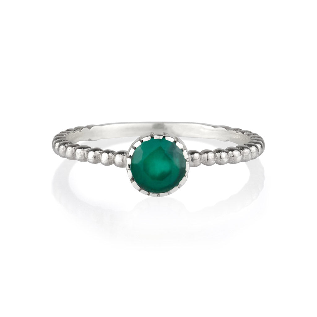Rawa Silver Stacking Ring - Green Onyx