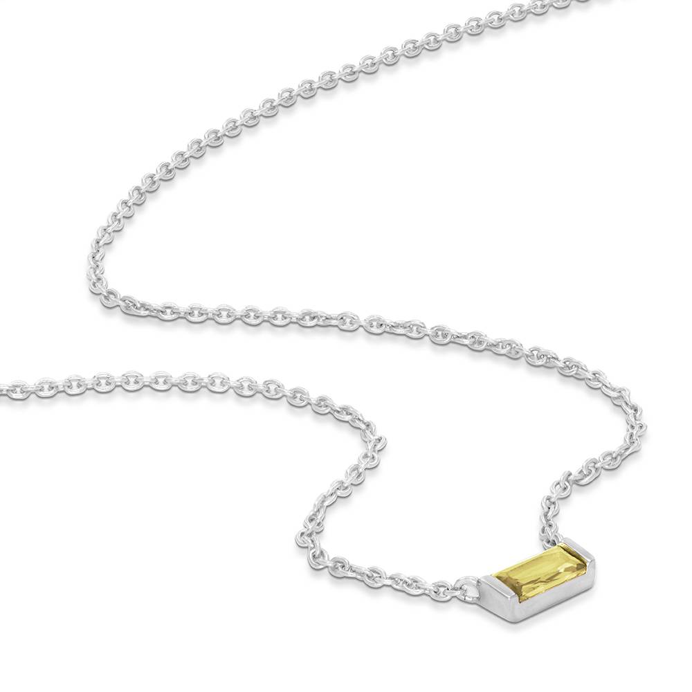 Rayna Birthstone Baguette Necklace in Silver