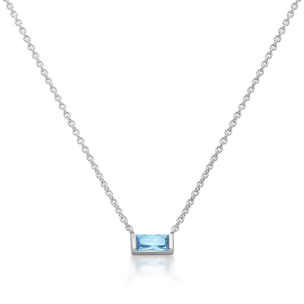Rayna Birthstone Baguette Necklace in Silver