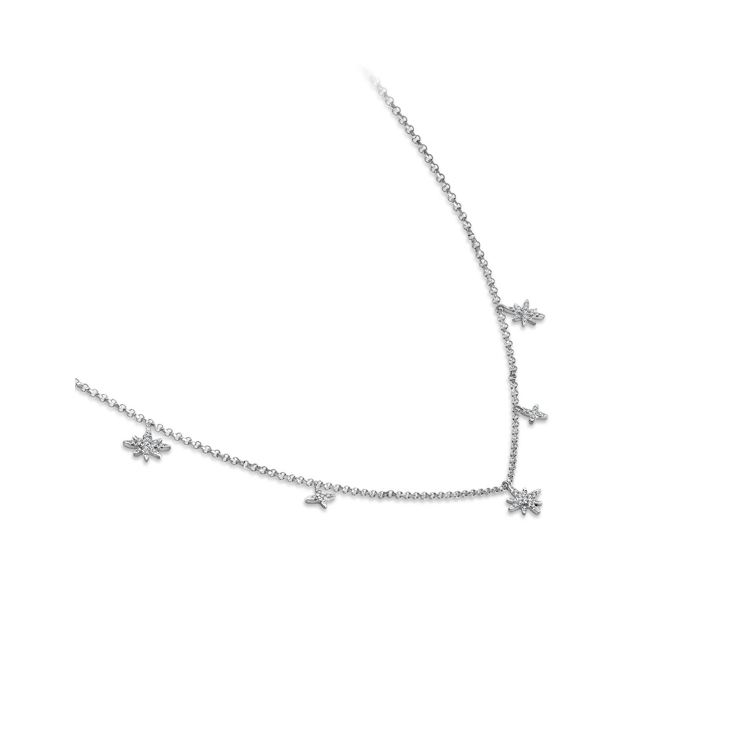 18K White Gold Star Shape Diamond Necklace Choker
