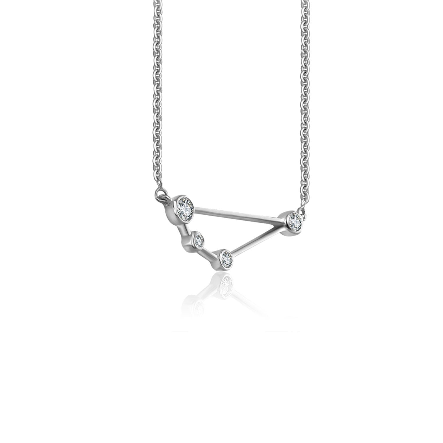 Capricorn Zodiac Constellation Necklace 18K White Gold & Diamond