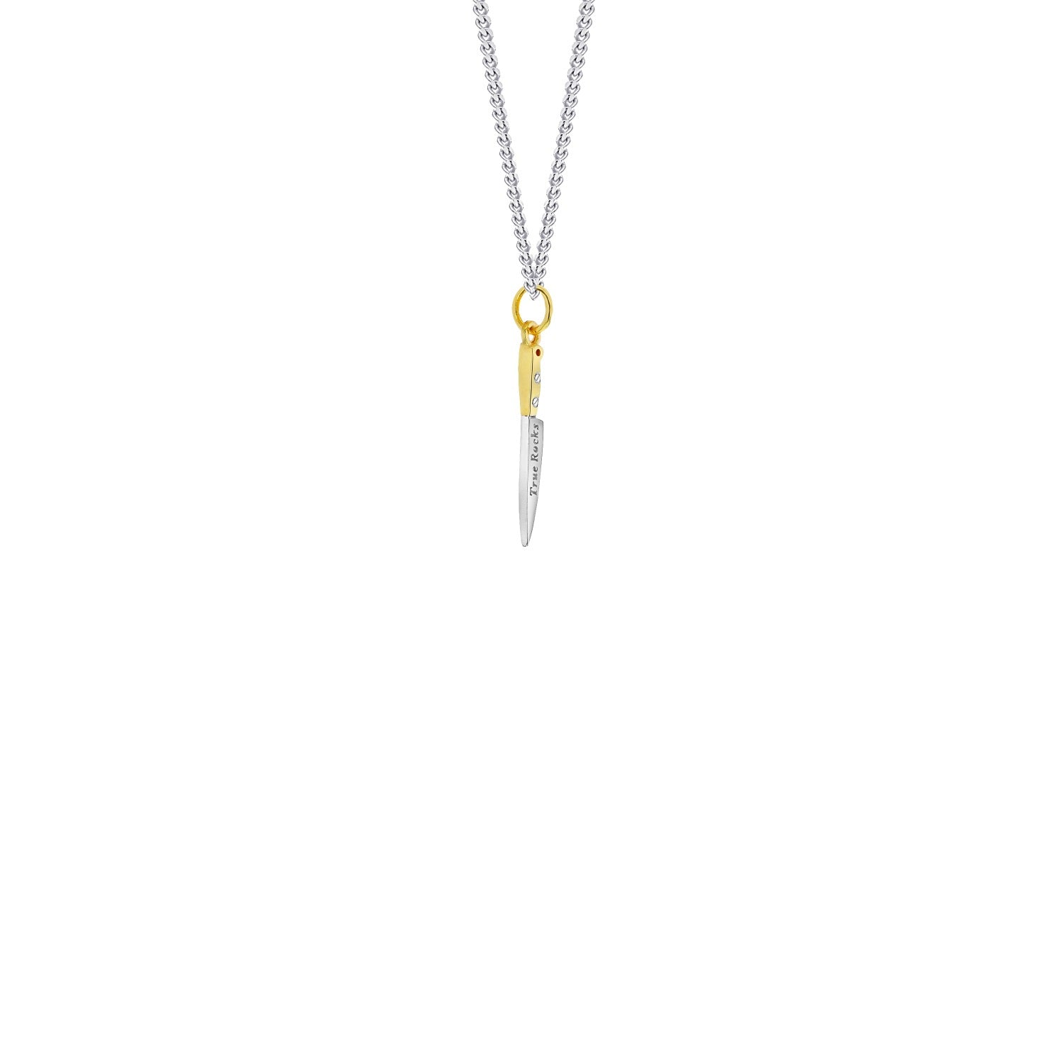 18Kt Gold Plate & Sterling Silver 2 Tone Mini Knife Pendant