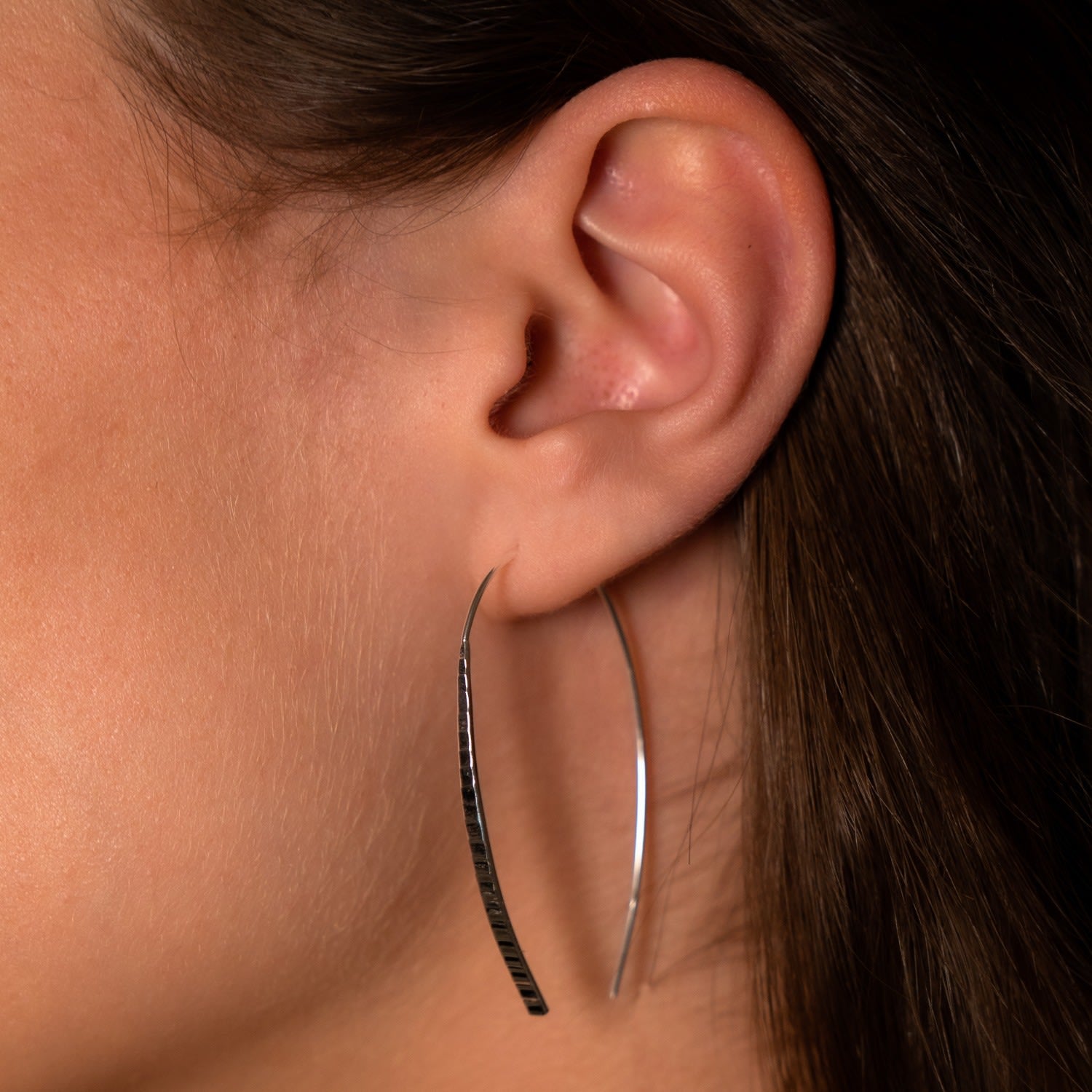 Sterling Silver Diamond Cut Tapered Bar Pull Through Earrings