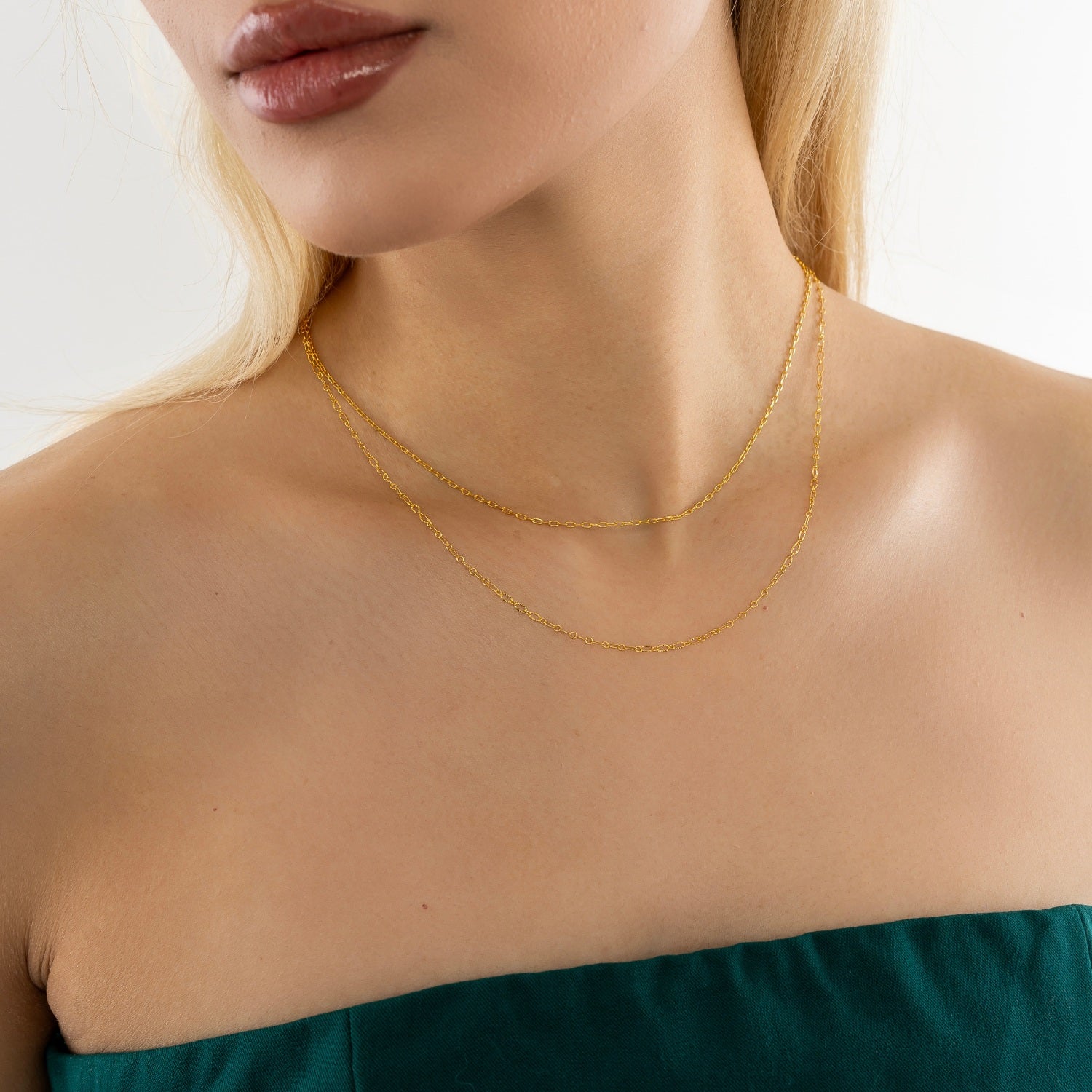 Rectangular Gold Link Chain Necklace