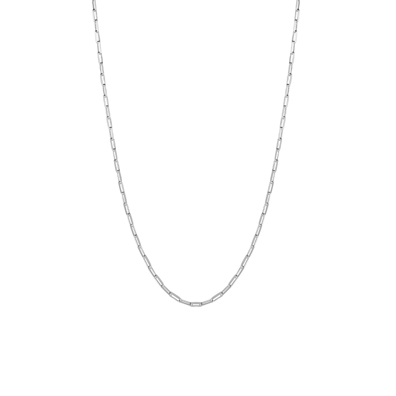 Rectangular Link Chain Sterling Silver Necklace - Silver