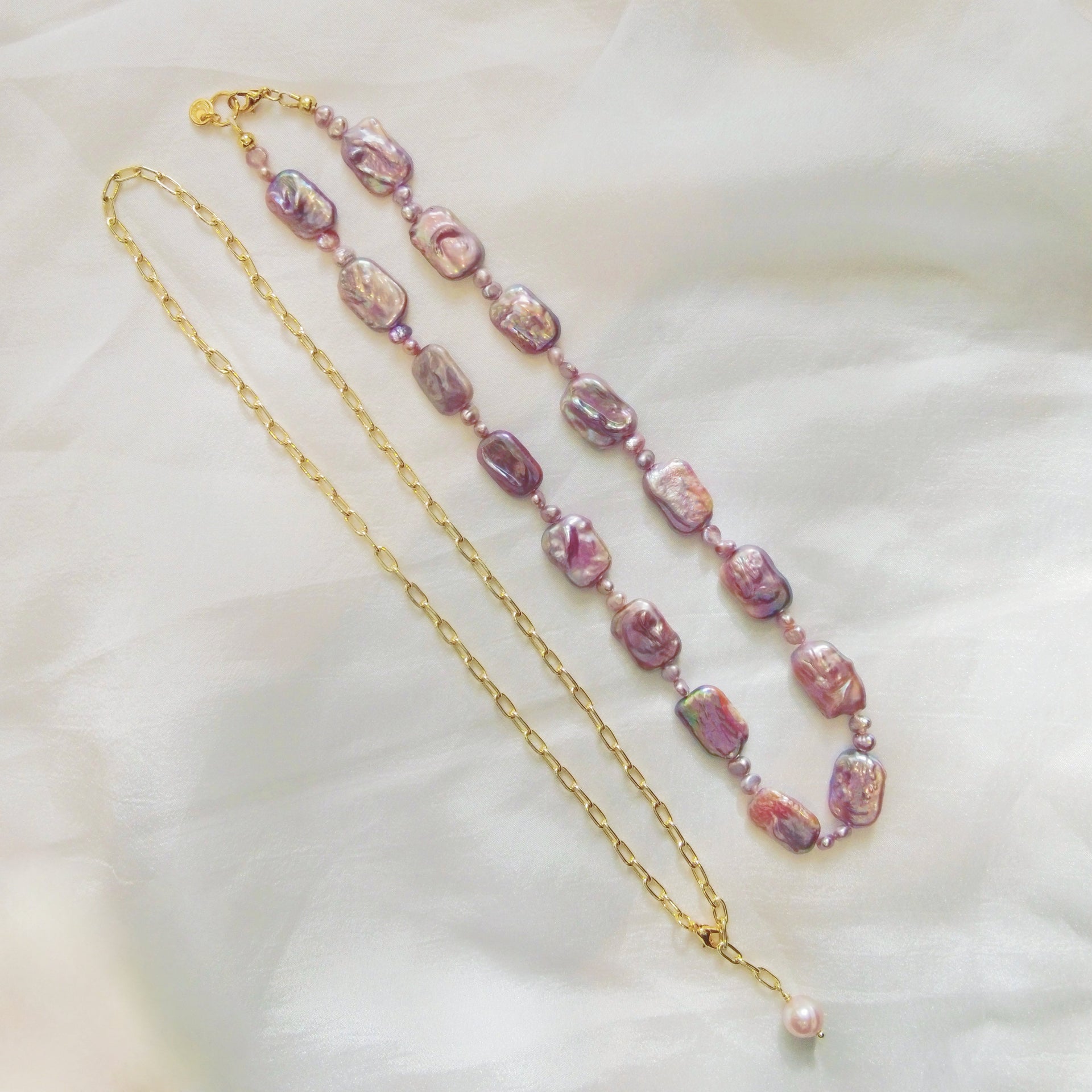 Rectangular Pearl Versatile Sweater Necklace